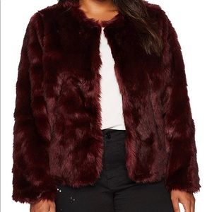 Burgundy Faux Fur Coat